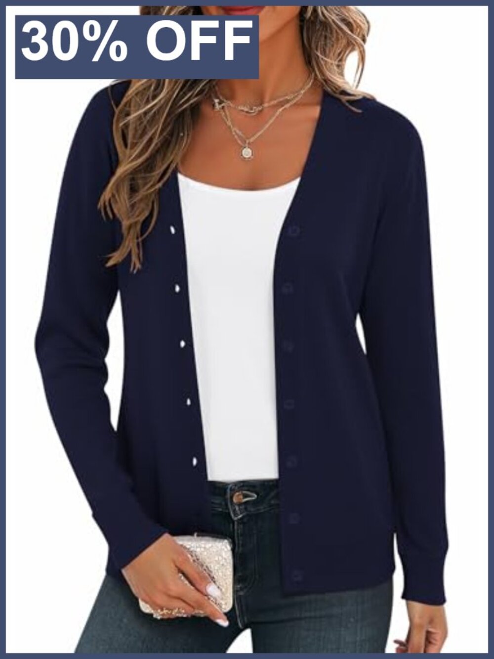 Women's Classic Knit Cardigan Button Down V Neck Long Sleeve Sweater